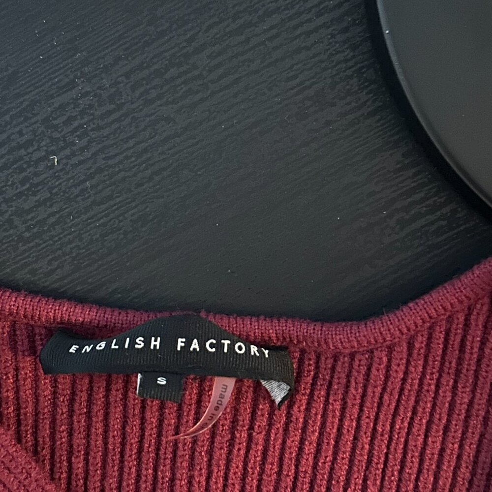 English Factory Burgundy Ribbed Knit Button-Front Vest – Size S - Picture 7 of 8